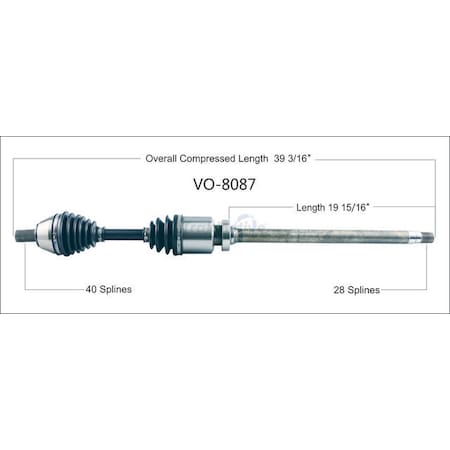 Surtrack Axle Cv Axle Shaft, Vo-8087 VO-8087